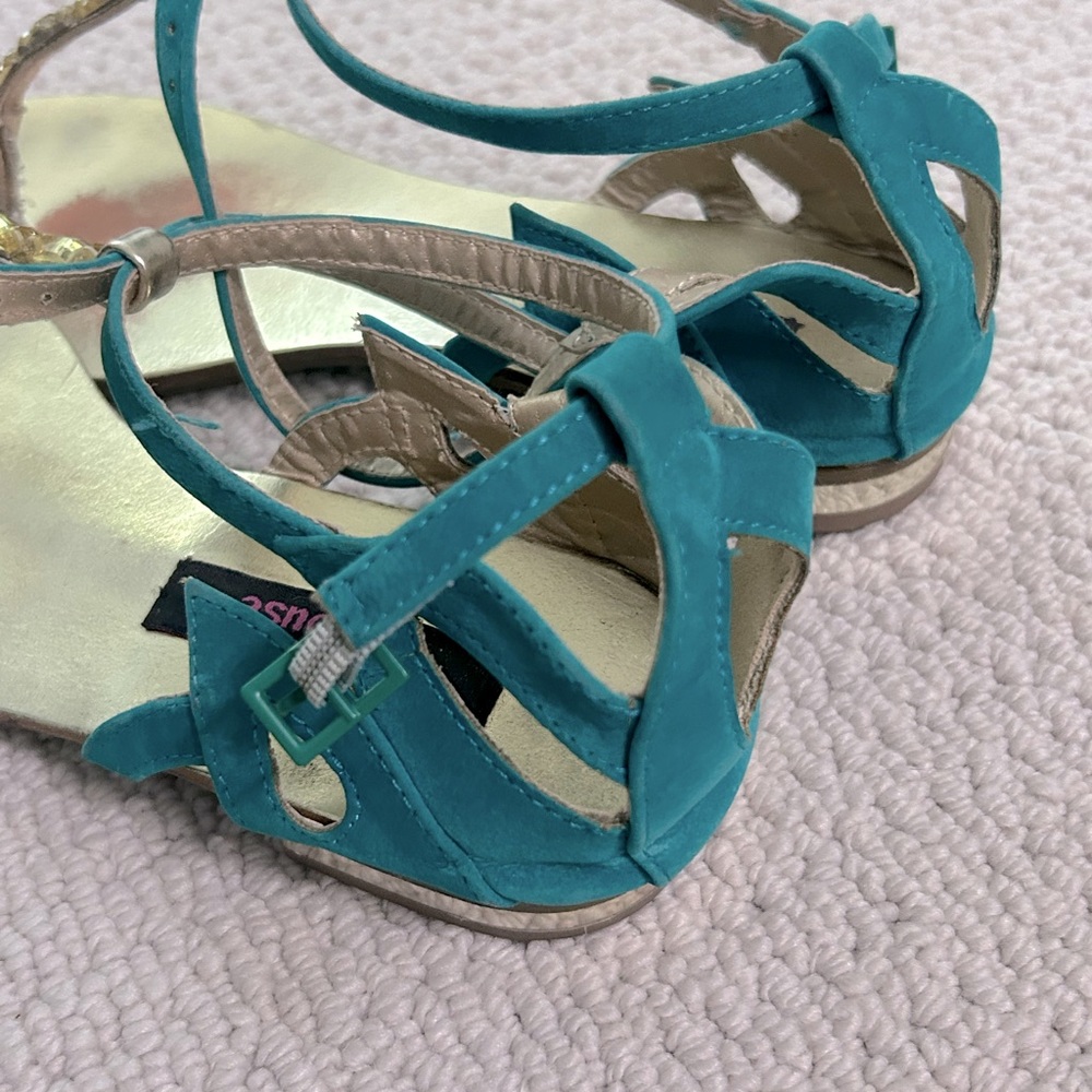 Dollhouse Size 5.5 Sandals Teal Green and Rhinestone